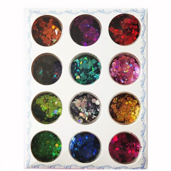 S.A.V.I 12 Jars Set, Different Colors, Sequins Nail Art, Design DIY Manicure, Nail Accessories for Decoration