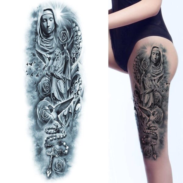 S.A.V.I Full Arm Hand Temporary Tattoo For Men Girls Women Sticker Size 48x17CM