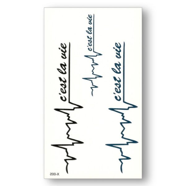 S.A.V.I 3D Temporary Tattoo Sticker Pulse Heart Rate Text Design Size 10.5x6CM - 1PC.