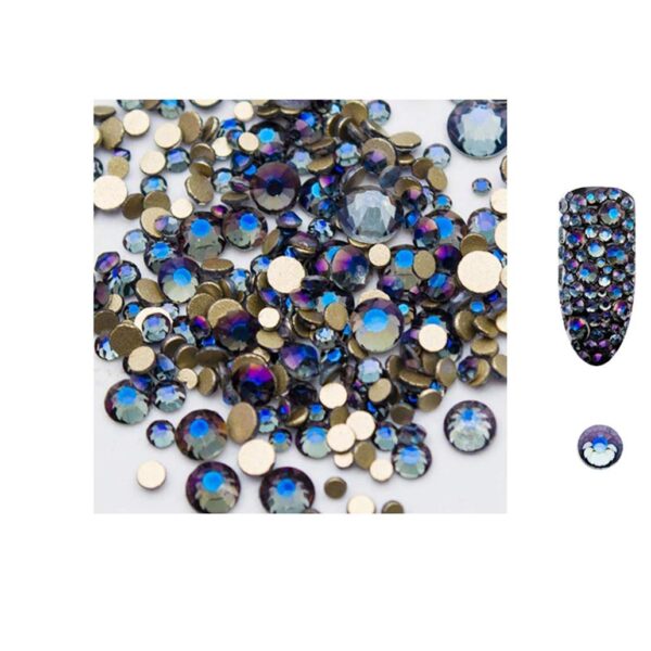 S.A.V.I 5g/Pack AB Glass Indigo Rhinestones Shiny Gems Manicure Accessories Gold Flatback Mixed Sizes for Nail Art