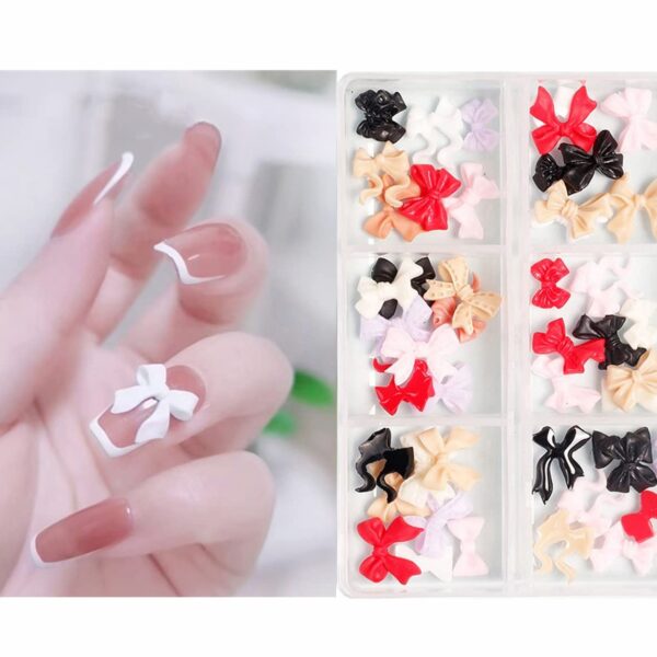 S.A.V.I 3D Bow Nail Art Decorations, 6 Mixed Colors, Nail Accessories, DIY Manicure Nail Jewelry