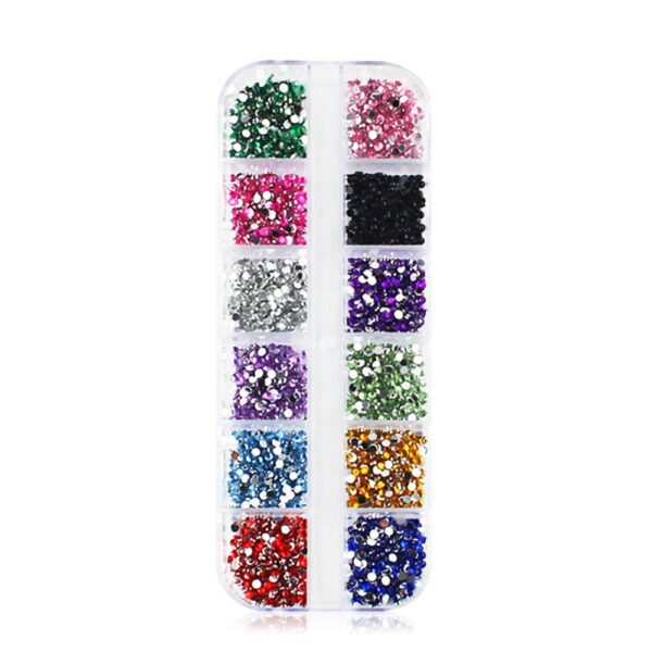 S.A.V.I 1PC. Palette 2mm Round Rhinestone 12 Styles DIY Nail Art Crystal Diamonds For Manicure