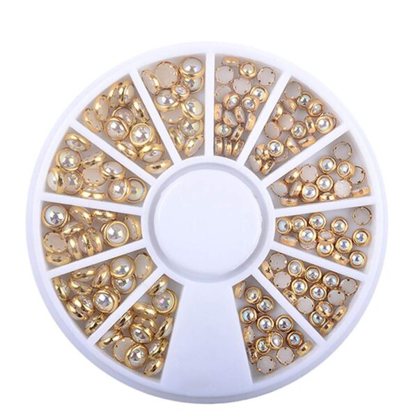 S.A.V.I 1 PC. DIY 3D Nail Art Manicure Decoration Wheel Acrylic Golden Coated Pearl