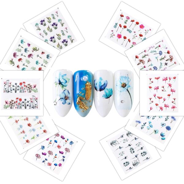 S.A.V.I 10 Sheets of DIY Nail Art Water Transfer Decals Flower Series Nail Tattoo Stickers