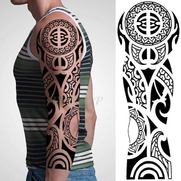 S.A.V.I Full Arm Hand Temporary Tattoo For Men Girls Women Sticker Size 48x17CM