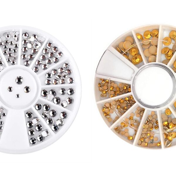 S.A.V.I (Pack of 2) 3D DIY Nail Art Manicure Decoration Disc Wheel Alloy & Crystals - 24 Styles