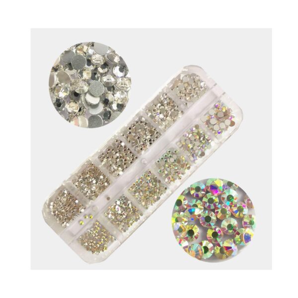 S.A.V.I 1PC. Palette Rhinestone 12 Styles DIY Nail Art AB Crystal Diamonds For Manicure