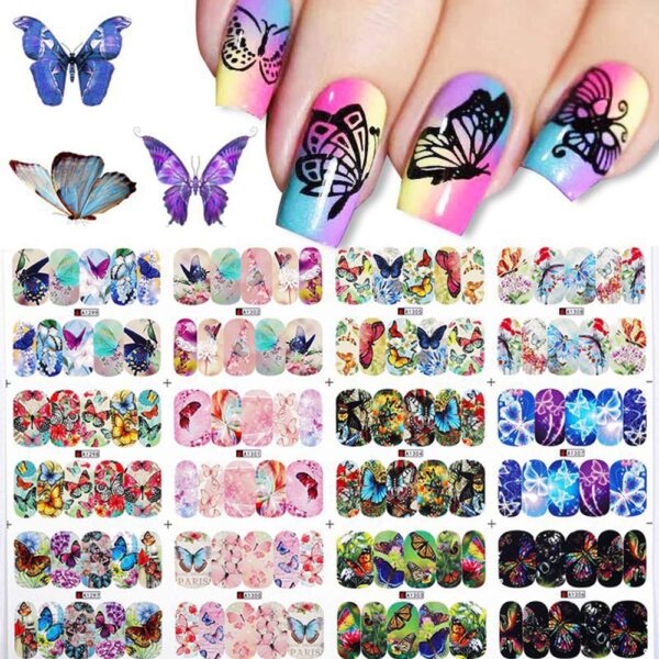 S.A.V.I 12 Sheets of DIY Nail Art Water Transfer Decals Flowers Butterflies Nail Tattoo Stickers