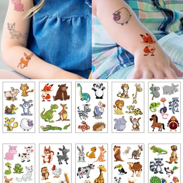 S.A.V.I 10 Sheets Animals Colorful Temporary Tattoo Stickers For Kids