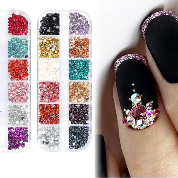 S.A.V.I 2 Box Set Multicolor Nail Flat Back Crystal Rhinestone Stone Nail Art