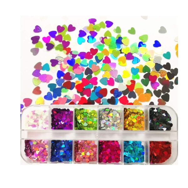 S.A.V.I 1PC. Palette DIY Nail Art 12 Styles Sequins Style Hearts Shape Mermaid Manicure Flakes