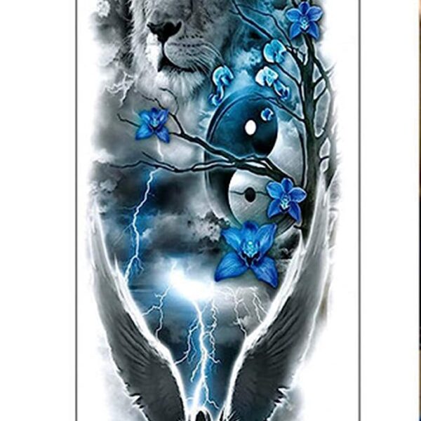 S.A.V.I Full Arm Hand Temporary Tattoo Lion For Men Girls Women Sticker Size 48x17CM