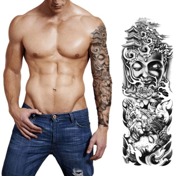 S.A.V.I Full Arm Temporary Tattoo, Full Sleeve Tattoo For Men, Lord Gautam Buddha Tattoo Size 48x17CM  Amazon.in Beauty