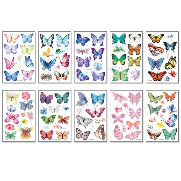 S.A.V.I 10PCS. Butterflies Colorful Temporary Tattoo Stickers For Kids