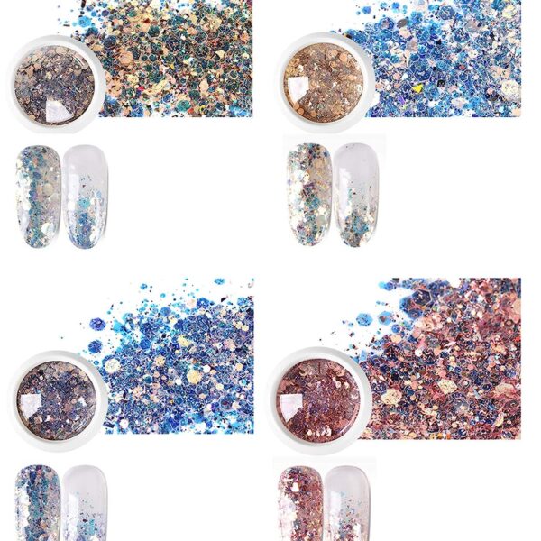 S.A.V.I 4 PCS. DIY Nail Art Holographic Glitter Magic Color Changing Laser Thin Sequins