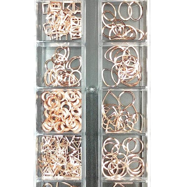 S.A.V.I 1 Palette 12 Shapes DIY Geometric shaped rose gold Nail Art Accessories For Manicure