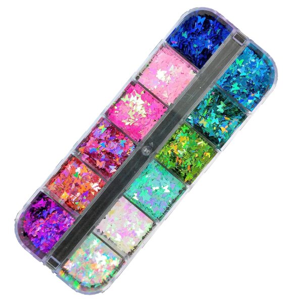 S.A.V.I 1PC. Nail Art Decorations Palette Colorful Butterfly Shapes Sequin DIY