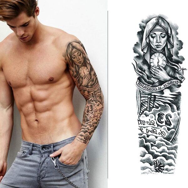 S.A.V.I Full Arm Hand Temporary Tattoo For Men Girls Women Sticker Size 48x17CM