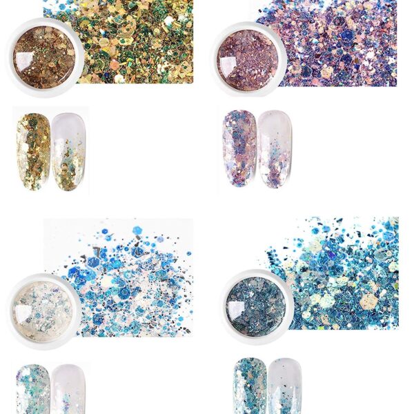 S.A.V.I 4 PCS. DIY Nail Art Holographic Glitter Magic Changing Color Laser Thin Sequins