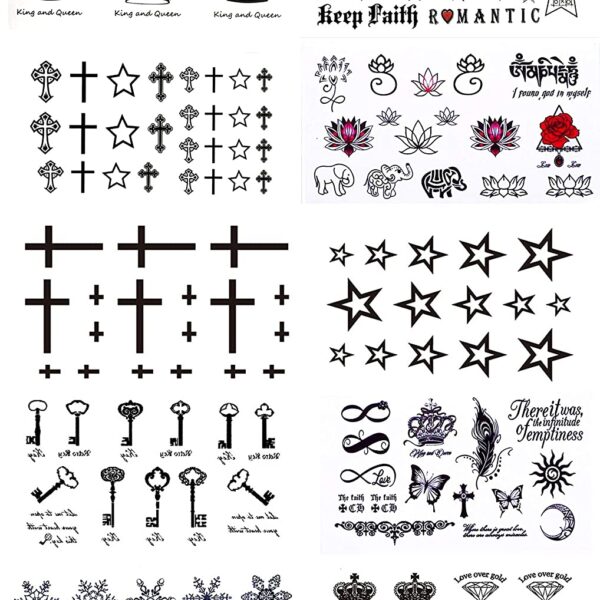 S.A.V.I 10PCS. Temporary Tattoo Stickers of Small Mix Designs Size 10.5x6CM