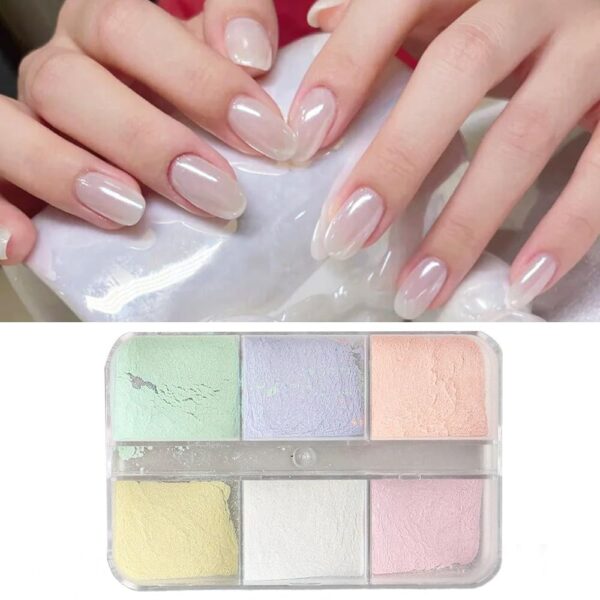 S.A.V.I 6 Grids Palette Magic Fairy Mirror Shell Aurora Glitter Nail Manicure Kit Online at Low Prices in India
