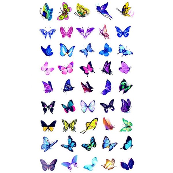 S.A.V.I 3D Temporary Tattoo Sticker Beautiful Colorful Small Butterflies Design Size 10.5x6CM - 1PC.