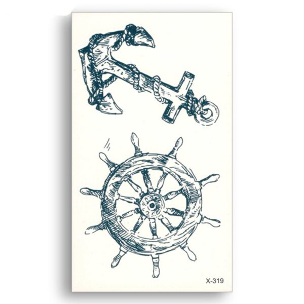 S.A.V.I 3D Temporary Tattoo Sticker Popular Anchor Wheel Design Size 10.5x6cm - 1pc