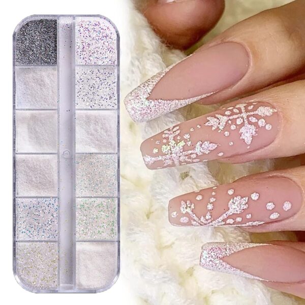 S.A.V.I 12-Grid Nail Art Powder Glitter – DIY Manicure Kit for Nails Decoration