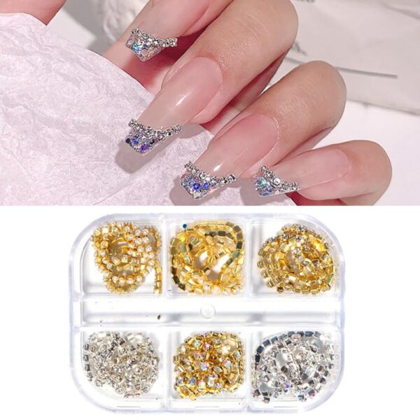 S.A.V.I Crystal Pearl Chain | Jewelry Nail Art DIY Manicure Decoration | 1 Box