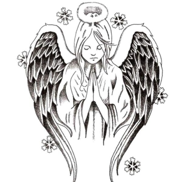 S.A.V.I Temporary Tattoo For Girls Men Women 3D Big Angel With Wings Face Sticker Size 21x15cm