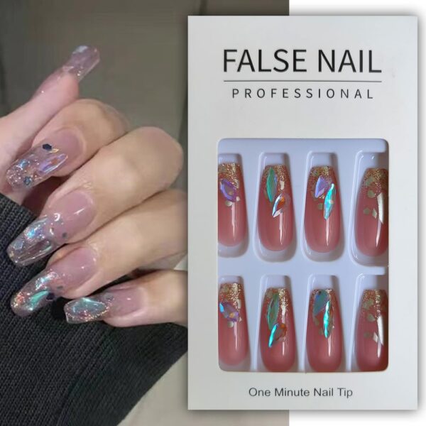 S.A.V.I 3D Changing Color Glitter Nails - 24PCS Fake Manicure Set