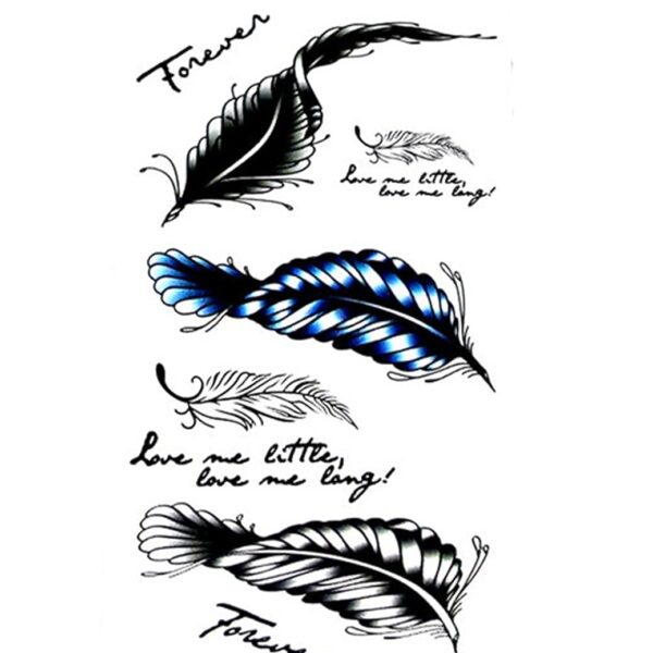 S.A.V.I 3D Temporary Tattoo Feather Leaf Text Design Size 10.5x6CM - 1PC.