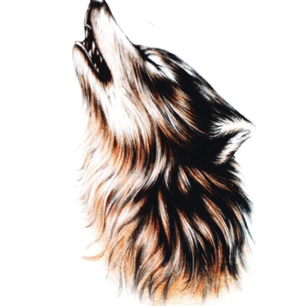 S.A.V.I Temporary Tattoo For Girls Men Women 3D Big Wolf Face Sticker Size 21x15CM