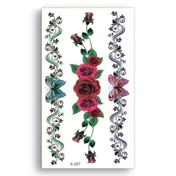 S.A.V.I Temporary Tattoo 3D Rose Hand Butterfly Design Size 10.5x6cm - 1pc.