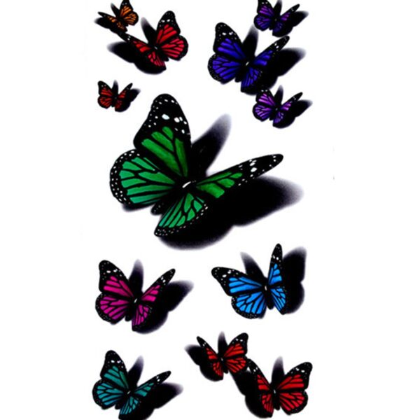 S.A.V.I 3D Temporary Tattoo Colored Butterflies Design Size 10.5x6CM - 1PC.