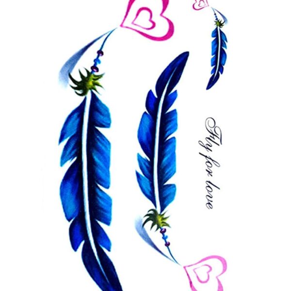 S.A.V.I 3D Temporary Tattoo Color Feather Hearts Design Size 10.5x6CM - 1PC.