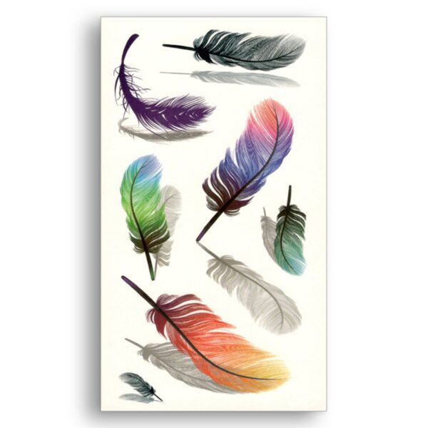 S.A.V.I 3D Temporary Tattoo Color Feathers Design Size 10.5x6CM - 1PC.