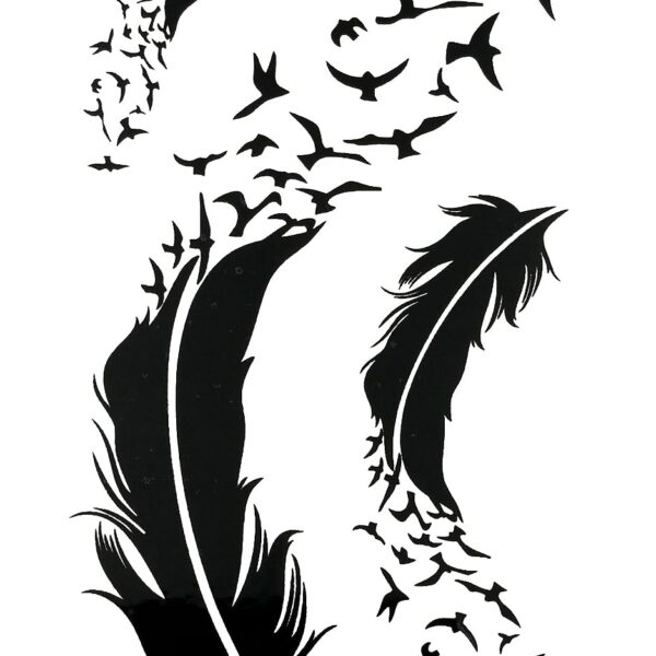 S.A.V.I 3D Temporary Tattoo Black Feather Design Size 10.5x6CM - 1PC.