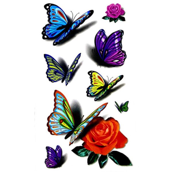 S.A.V.I 3D Temporary Tattoo Colored Butterflies Design Size 10.5x6CM - 1PC.