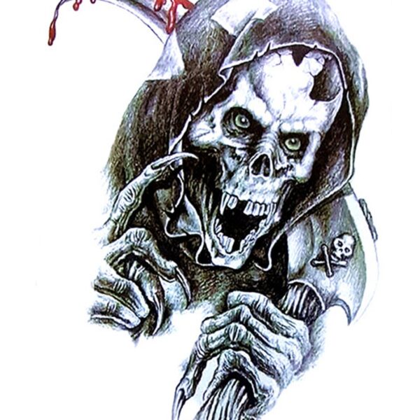 S.A.V.I Temporary Tattoo For Girls Men Women 3D Skull Sticker Size 21x15cm - 1pc.