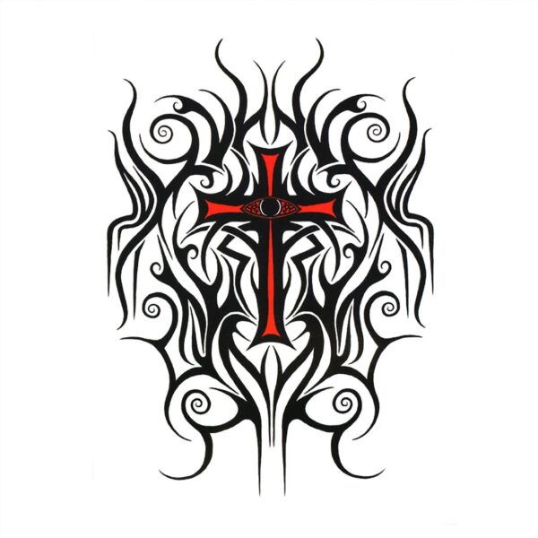 S.A.V.I 3D Temporary Tattoo Waterproof Sticker Big Red Cross Totem Designs Size - 21x15cm