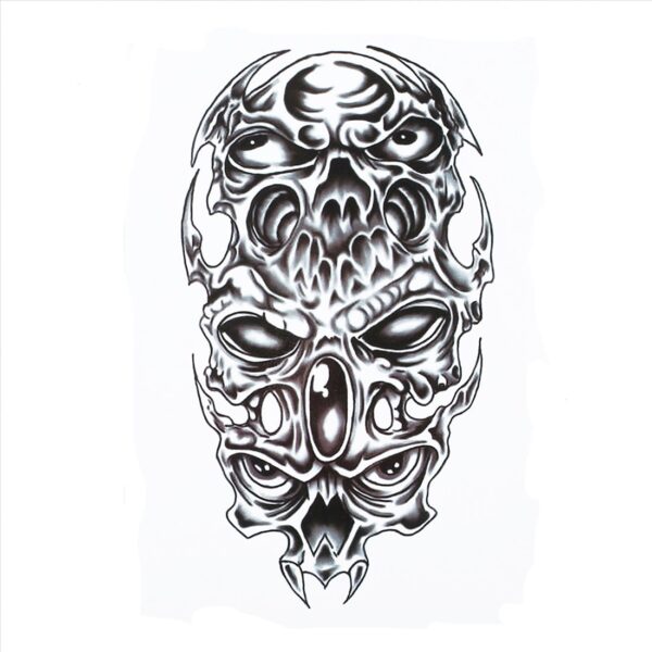 S.A.V.I Temporary Tattoo For Girls Men Women Black 3D Skull Sticker Size 21x15cm