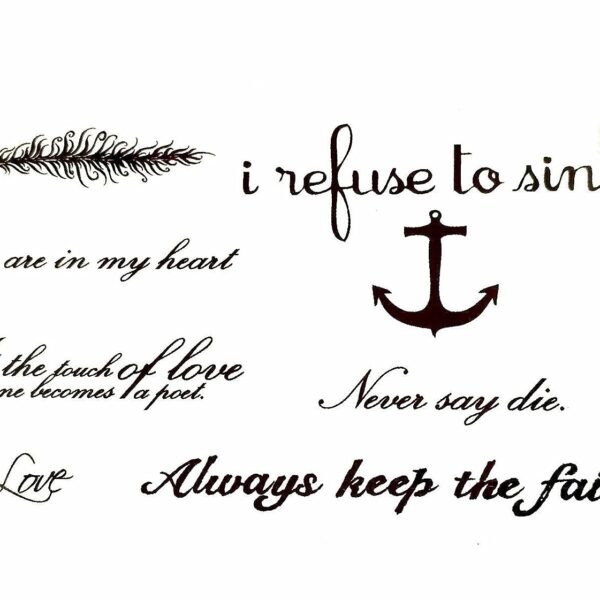 S.A.V.I 3D Temporary Tattoo Text Feather Mix Designs Size 10.5x6cm - 1pc.