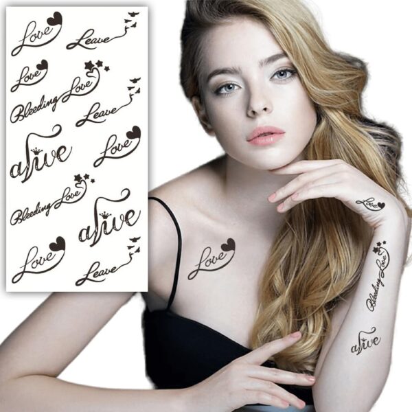 S.A.V.I Bleeding Love, Alive, Leave - Waterproof Temporary Tattoo Sticker 21x10cm for Men & Women