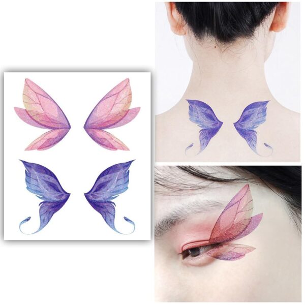 S.A.V.I Glitter Butterfly Fairy Wings Tattoo - Waterproof Eye/Face/Body Makeup Sticker for Women & Girls - 1 Sheet