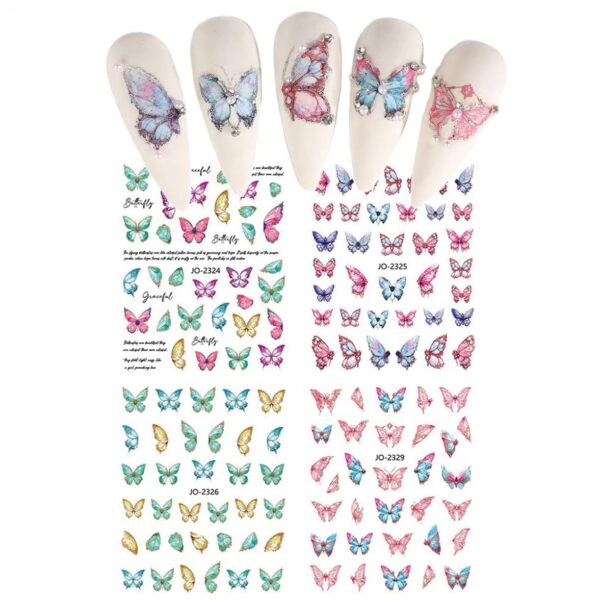 S.A.V.I Butterfly Nail Stickers - 4 Sheet Self-Adhesive Art for DIY Manicure