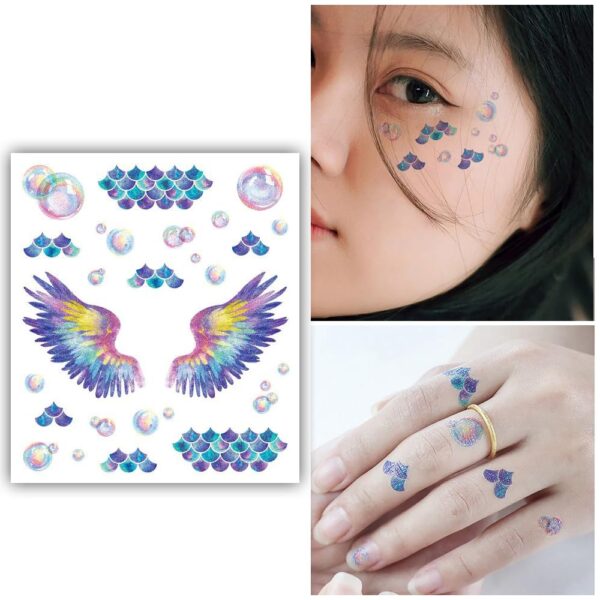 S.A.V.I Glitter Butterfly & Bubbles Tattoo - Waterproof Temporary Sticker for Women & Girls Eye, Face, Body Makeup