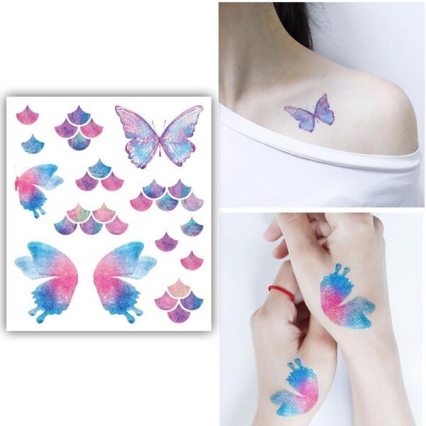 S.A.V.I Glitter Butterfly Temporary Tattoo - Waterproof for Eye, Face & Body - Women & Girls Makeup Decor