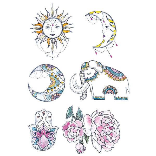 S.A.V.I Sun Moon Evil Eye Temporary Tattoo - 21x15cm - Vibrant, Lucky Protection for Men & Women