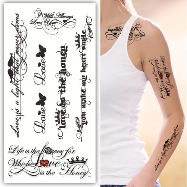 S.A.V.I Love Life Quotes - Waterproof Temporary Tattoo for Men & Women, Arm Body Makeup Decor, 21x10cm